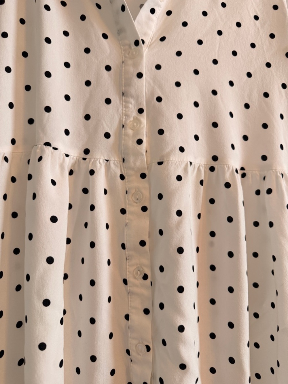Stradivarius White Dress with Black and Gray Polka Dots - Picture 2 of 8